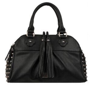 Andrew Marc New York black silver studded satchel
